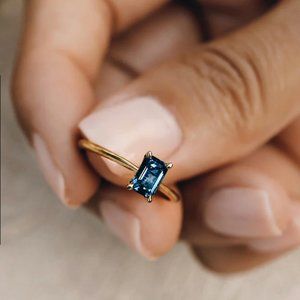 New Baguette Ring London Blue Topaz - Charlotte Size 5